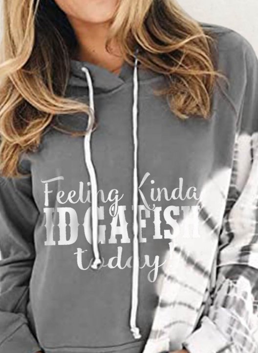 Women's Hoodies Letter Feeling Kinda IDGAF-ish today Solid Drawstring Pocket Long Sleeve Casual Hoodies