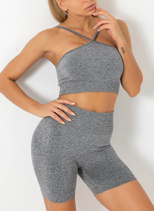 Women's Sports Sets Solid Sleeveless Casual Daily Two-piece Sports Sets