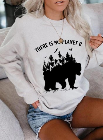 Women's there is no planet b Sweatshirt Round Neck Long Sleeve Casual Humanitarian Sweatshirt