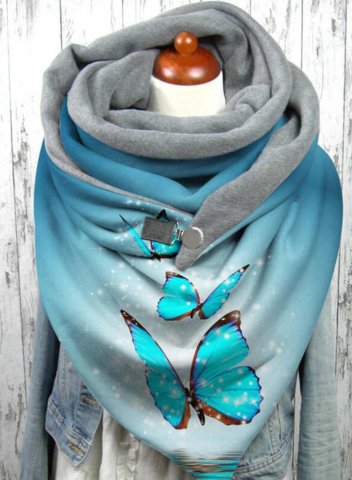 Women's Scarves Butterfly Print Solid Cotton Scarves