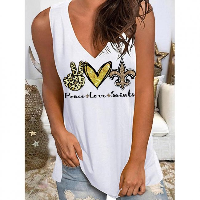 Women's New Orleans Saints Team Loose V-neck Sleeveless T-Shirt Top