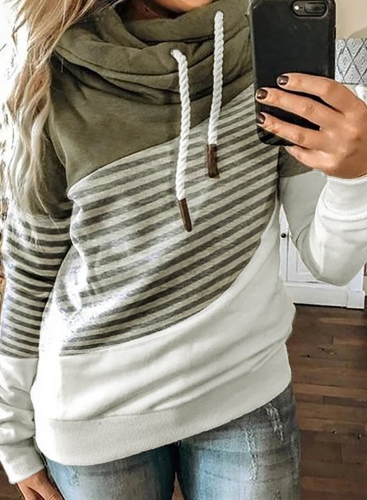 Striped Color Block Long Sleeve Hoodie