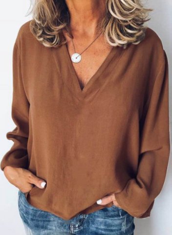 Women's Pullovers Solid V Neck Long Sleeve Casual Daily Pullovers