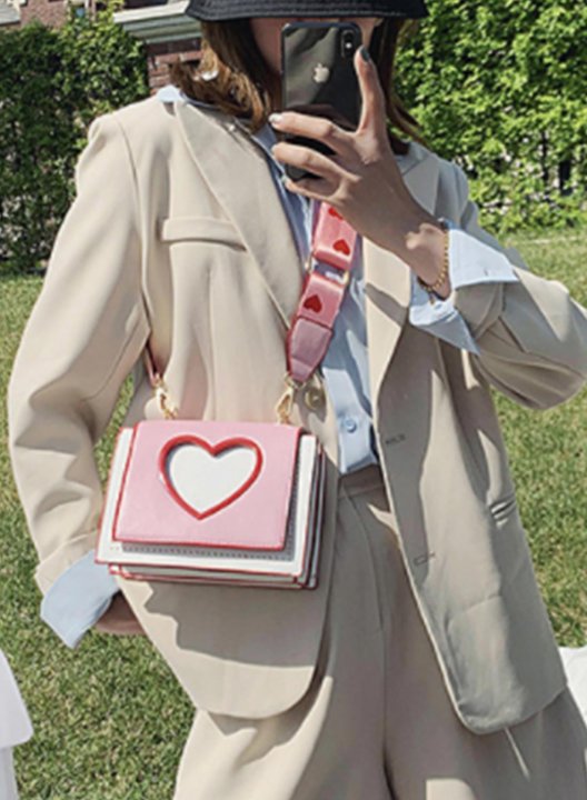 Women's Handbags Color Block Heart-shaped PU Leather Handbags