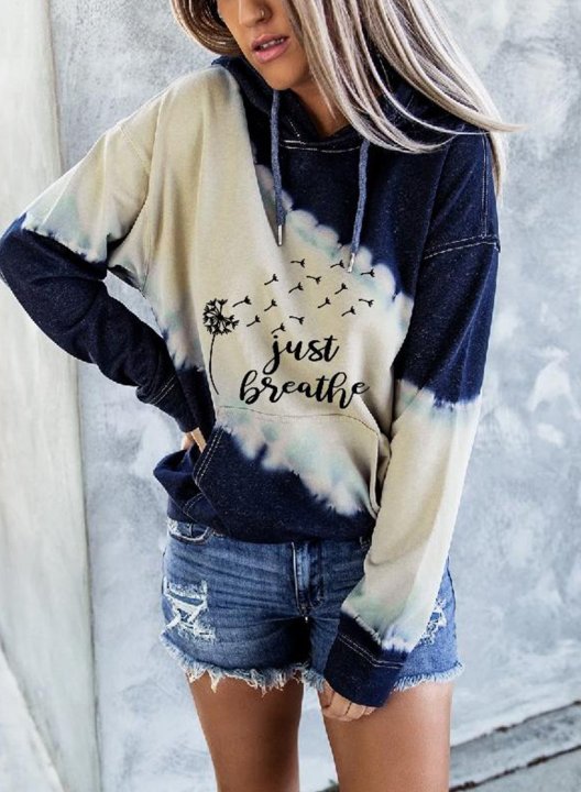 Just Breathe Dandelion Tie-Dye Print Hoodie