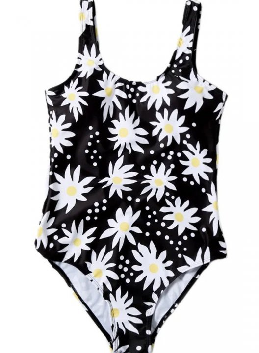 Women's One-Piece Swimsuits One-Piece Bathing Suits Floral U Neck Casual One-Piece Swimsuit