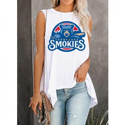 Tennessee Smokies Baseball Print Sleeveless Asymmetrical Casual Vest
