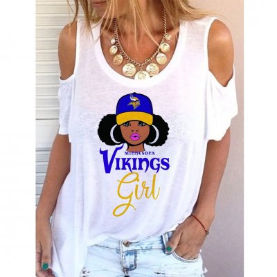 Women's Minnesota Vikings Printed Casual T-shirts
