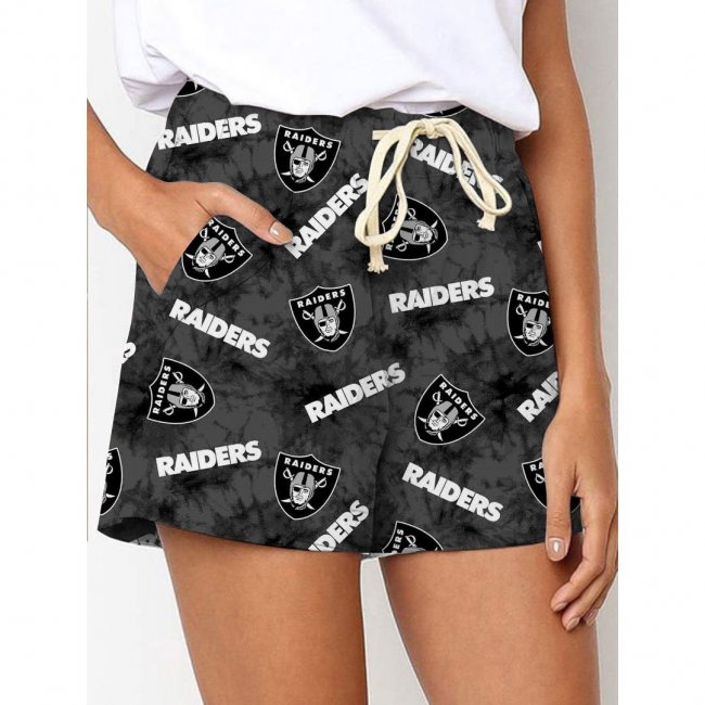 Las Vegas Raiders Printed Drawstring Elastic Waist Casual Shorts