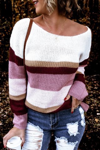 Women's Sweaters Color-lump Patchwork Sweaters