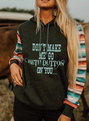 Don't Make Me Go Beth Dutton On You Women's Hoodies Letter Slogan Ethnic Print Long Sleeve Daily Pocket Hoodie