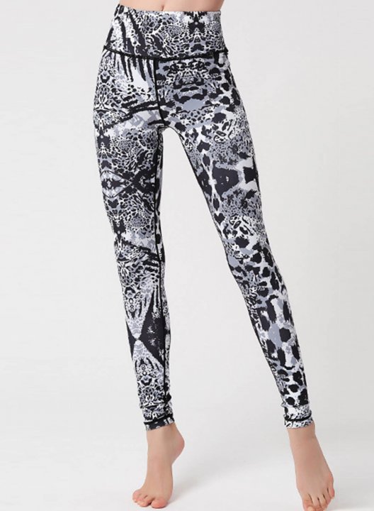 Women's Leggings Slim Floral Leopard Color Block Mid Waist Full Length Casual Daily Sporty Pants