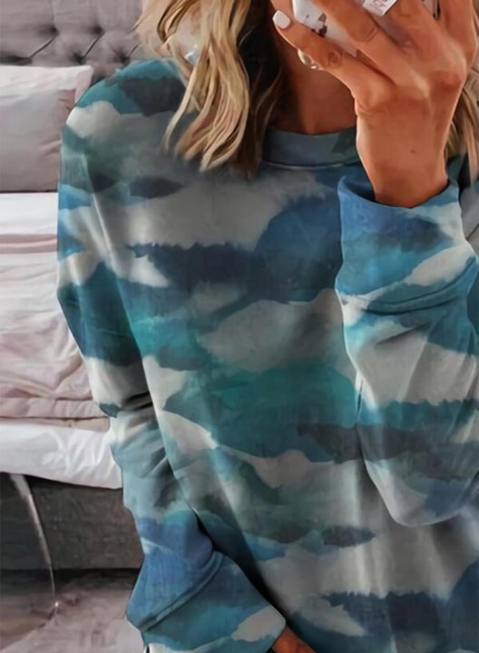 Tie Dye Round Neck Long Sleeves Sweatshirt