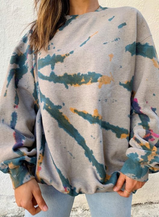 Casual Loose Fit Tie-dye Sweatshirt