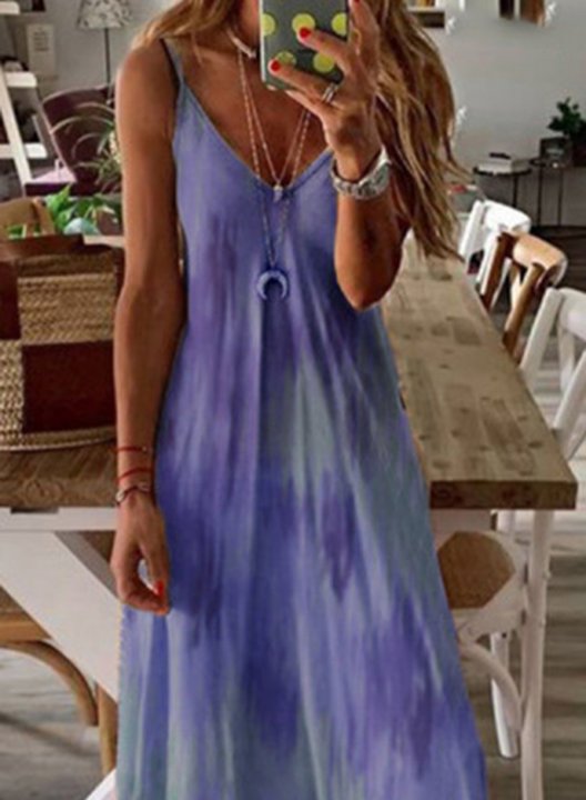 Women's Maxi Dresses Fashion Color Block Sleeveless Spaghetti Vacation Maxi Dress