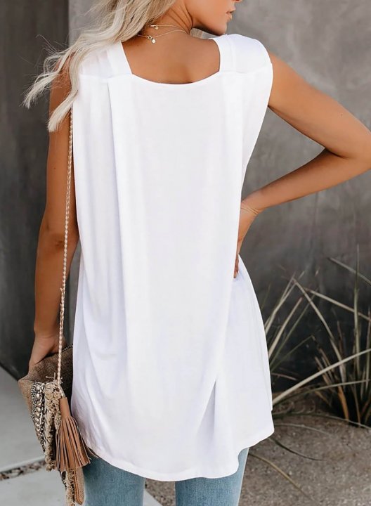 Women's Tank Tops Color Block Sleeveless Round Neck Casual Tunic Tank Top