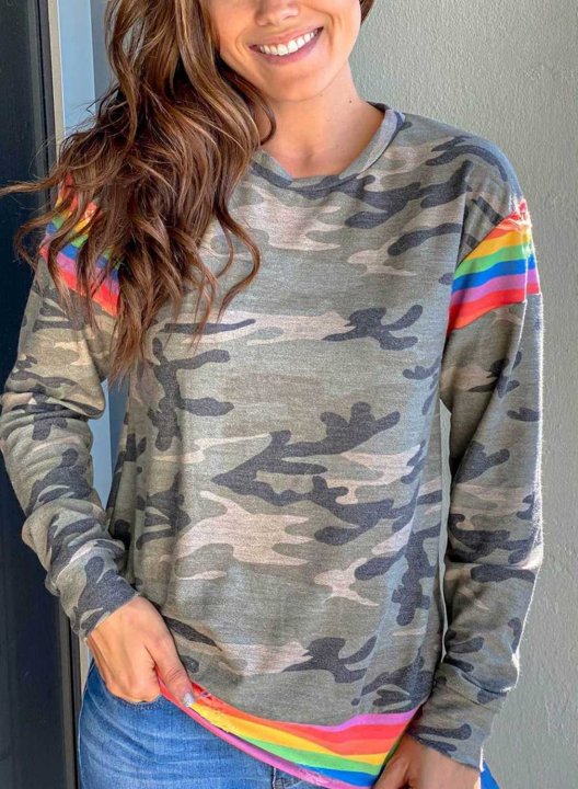 Green Camouflage Rainbow printing Top