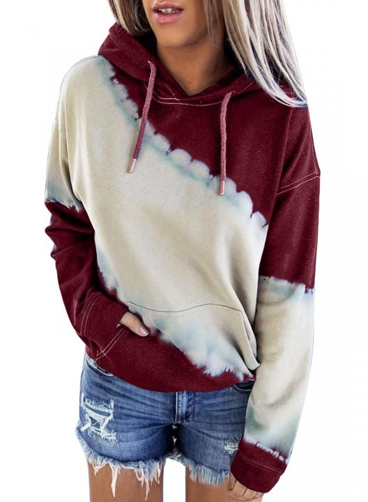 Front Pocketed Tie-dye Hoodie