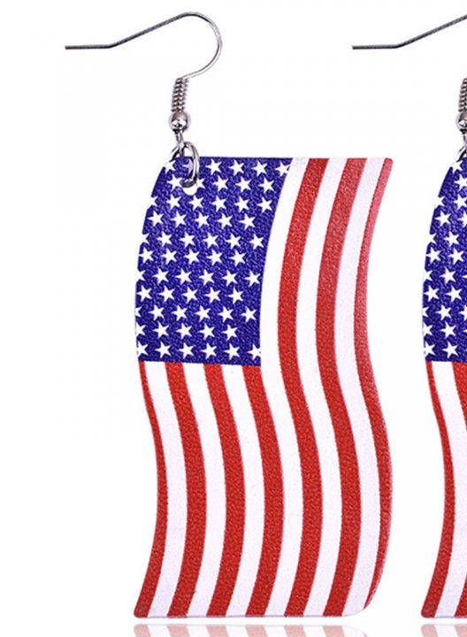 Women's American Flag Earrings PU Earrings