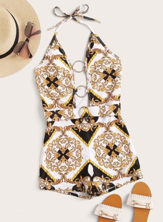 Women's One Piece Swimwear Tribal Halter One-Piece Swimsuit