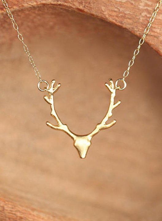 Women's Necklaces Metal Antler Christmas Pendant Necklace