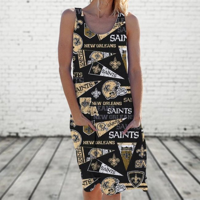 NEW ORLEANS SAINTS Round Neck Sleeveless Knit Dress Vest