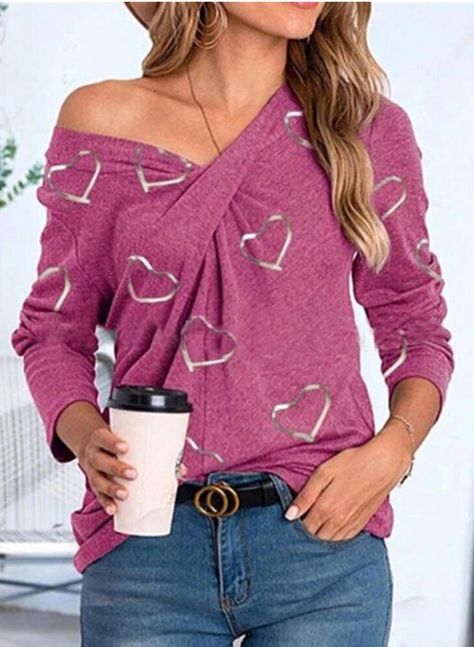 Women's Tunic Tops Heart-shaped Solid V Neck Long Sleeve Criss Cross Casual Daily Tunics