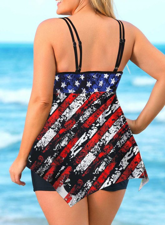 Women's Tankinis American Flag Cut Out Tankinis