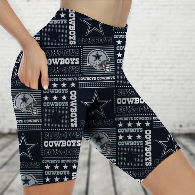 DALLAS COWBOYS Sports Stretch Fitness Running Side Pocket Shorts Tight-Fitting High-Waist Yoga Pants