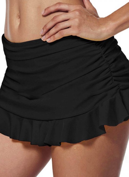 Women's Skirts Low Rise Solid Ruffle Slim Casual Beach Mini Skirts