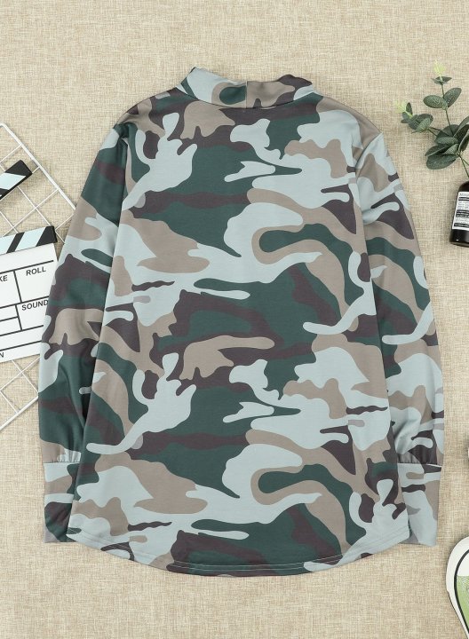 Camouflage High Neck Daily Sweatshirt