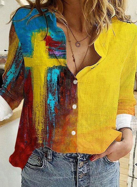 Women's Blouses Abstract Graffiti Multicolor Blouses