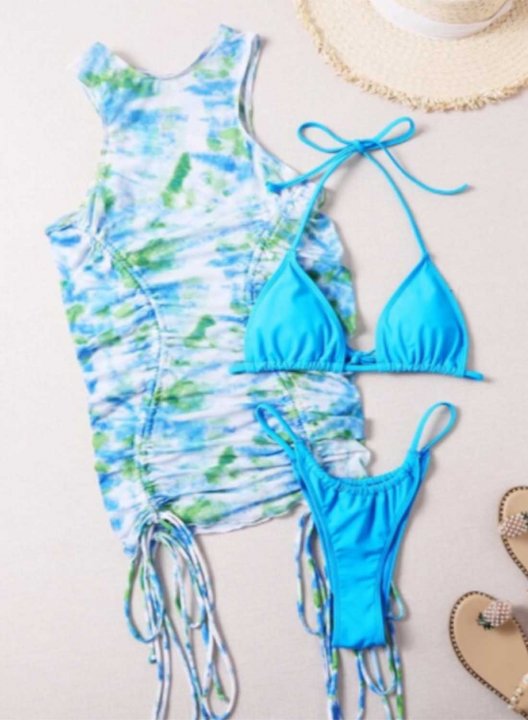 Women's Bikinis Set Tiedye Vacation Bikini With Cove-Ups Bathing Suits