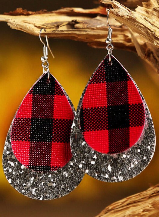 Women's Earrings Plaid Leather Earrings