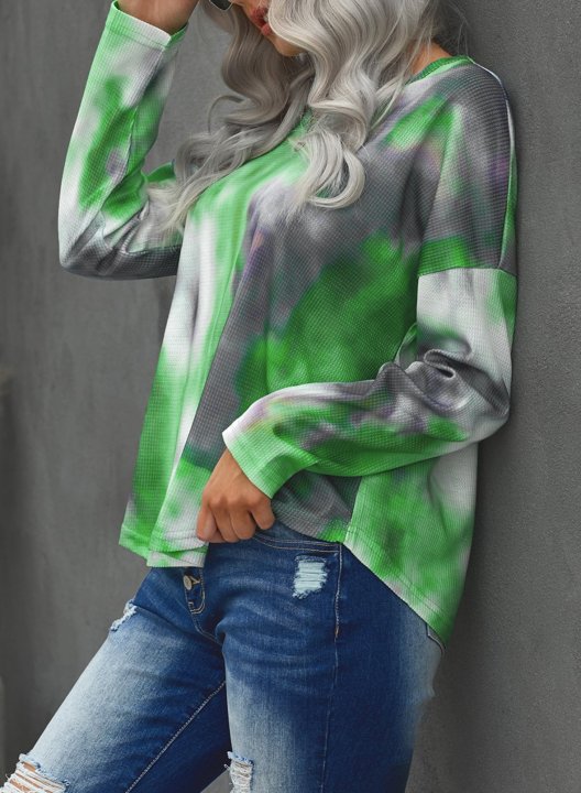 Abstract Tie Dye Long Sleeve Round Neck Sweatshirt