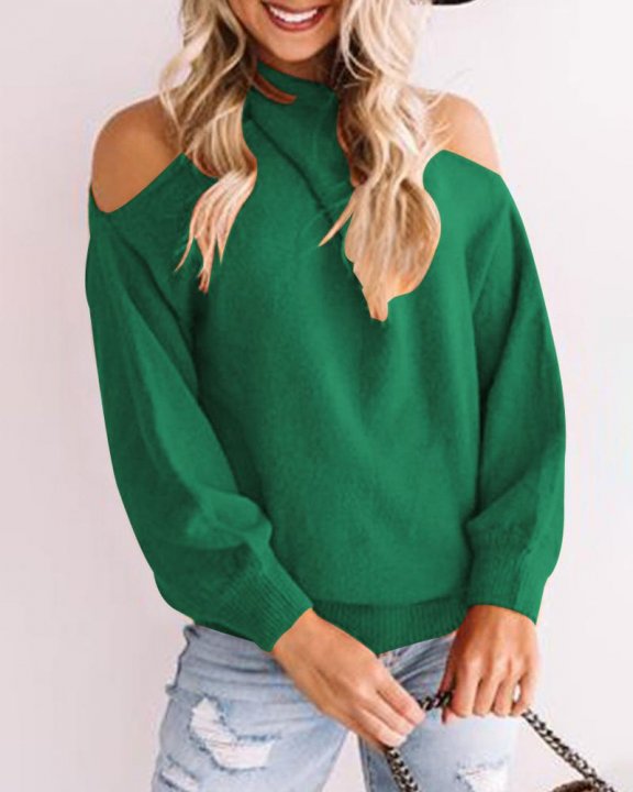 Women v-neck off-shoulder sweater Two wearing ways