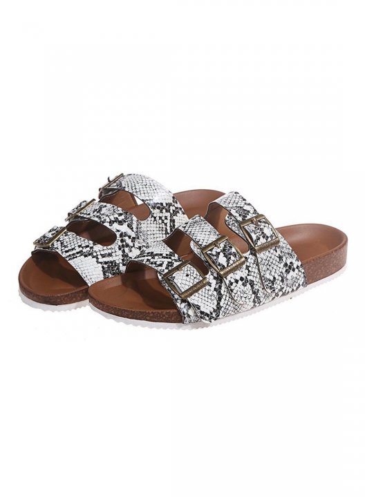 Women's Slippers Leopard PU Leather Buckle Casual Daily Summer Slippers