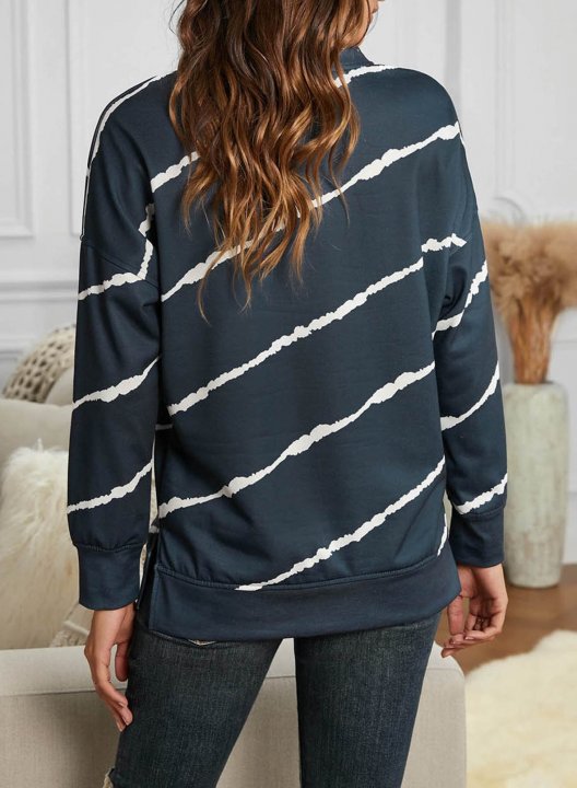Abstract Long Sleeve Round Neck Sweatshirt