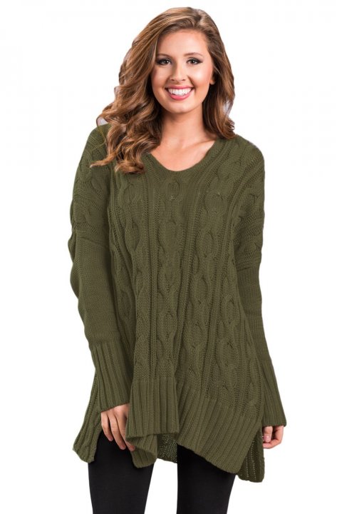 Women's Sweaters Oversized Cozy up V Neck Cut-out Knit Pullover Sweaters