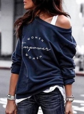 Women's Pullovers Letter Round Neck Long Sleeve Festival Daily Pullovers