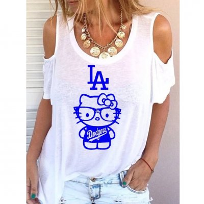 Women's Los Angeles Dodgers Printed Short Sleeve Casual Top