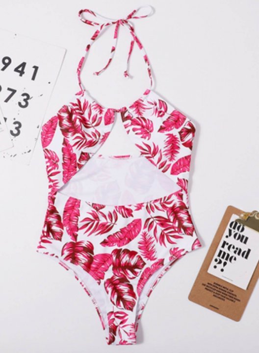 Women's One Piece Swimwear Floral Halter Vacation One-Piece Swimsuits One-Piece Bathing Suits