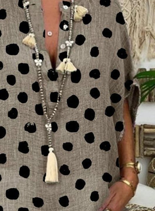 Women's Blouses Polka Dot Tunic Blouses