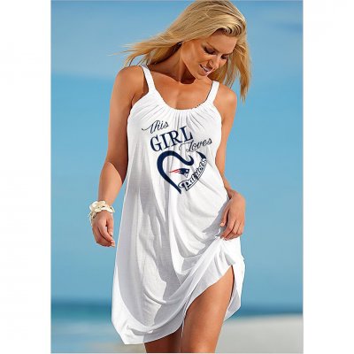 V-neck New England Patriots Team Print Sleeveless Loose Beach Dress