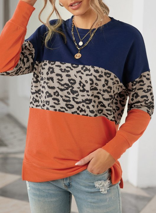 Woman's Striped Contrast Stitching Sweatshirt