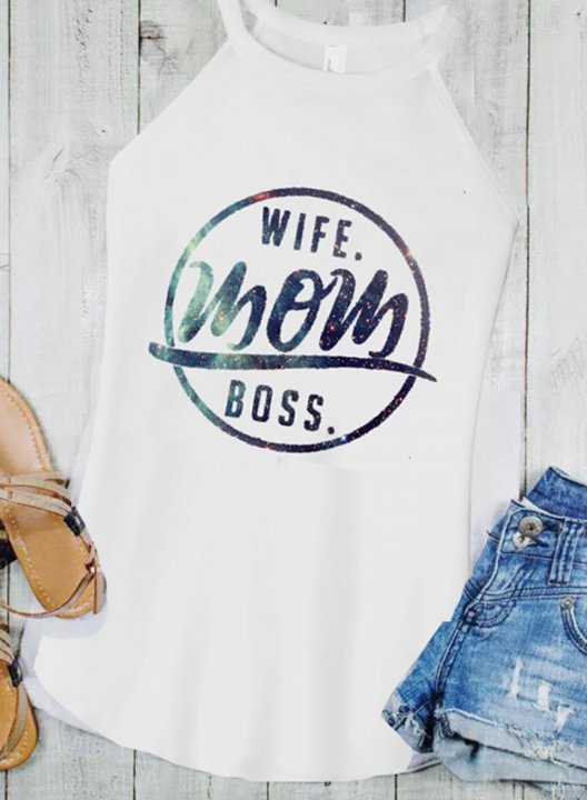 Women's funny Wife Mom Boss Tank Tops Letter Top