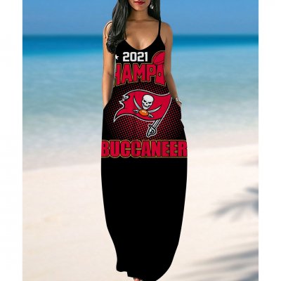 Tampa Bay Buccaneers Print Side Pocket Maxi Dress