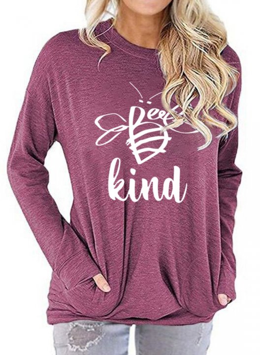 Be Kind Sweatshirt Women Cute Bee Graphic Long Sleeve Solid T-Shirt