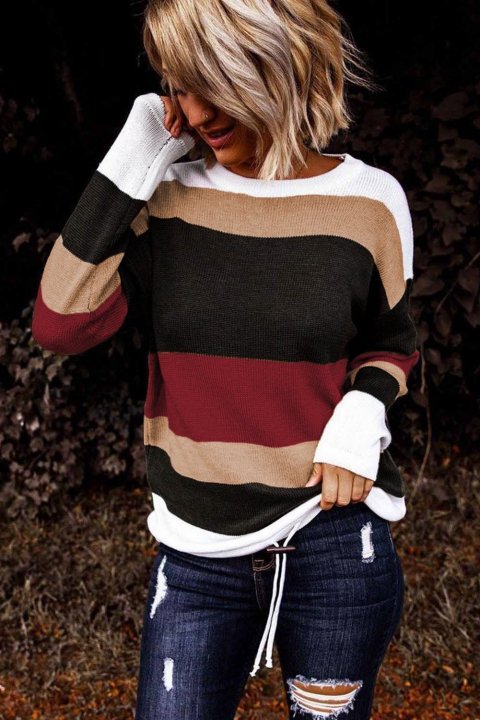 Women's Sweaters Colorblock Knit Pullover Sweaters