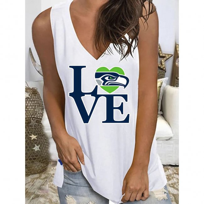 Women's Baseball Print V-neck Sleeveless Vest